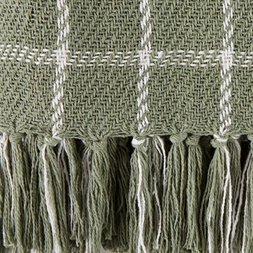 DII Transitional Checked Plaid Woven Throw, 50x60, Artichoke Green - color: Artichoke Green, size: 50x60"