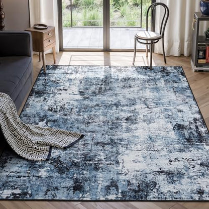 Rugflix 4x6 Area Rugs for Living Room, Washable Navy Blue Dark Rug - color: 01-ocean Blue, size: 4' x 6' (Rectangular)