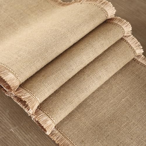 Simple&Opulence Boho Macrame Table Runner - 12 x 72 Inch, Burlap Farmhouse Linen Table Runner with Tassels for Bohemian Rustic Wedding, Bridal Shower, Dinner （Tassels - Brown ） - size: 12"x72", style: Fringe - Brown