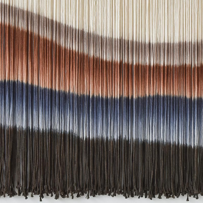 Macrame Wall Hanging Tie-Dye Bule Boho Wall Decor Yarn Fiber Art 57"W*35"L - color: Brown and Blue