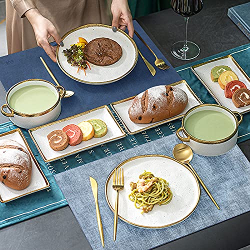 SUEH DESIGN Leather Placemats Table Mats Set of 6, Navy Blue & Light Blue - color: A: Navy Blue & Light Blue