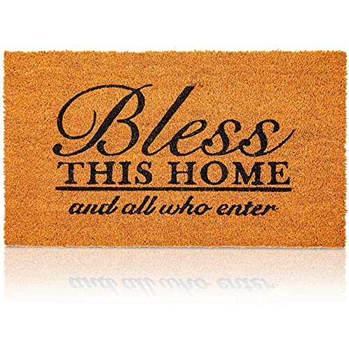Juvale Bless This Home and All Who Enter Door Mat – Welcome Coco Coir Door Mat for Front Entrance (17x30in) - color: Coco Coir Door Mat for Front Entrance (17x30in)