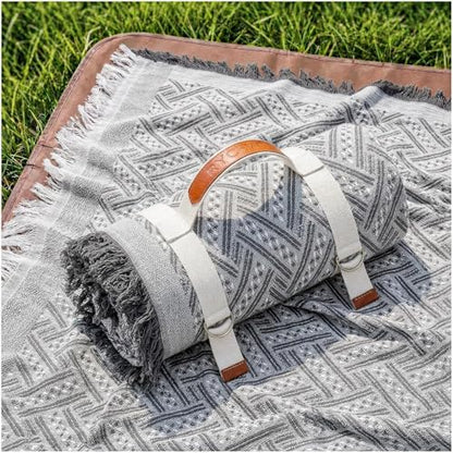 RYCHIC 2 in 1 Extra Large Boho Beach Blanket Towel Picnic Rug Camp Mat Family Beach Trip Essentials Summer Vacation Must Have Travel Accessories Lake Day Necessities Stuff Need Gear Gift Gadget 2026 - color: Grey, size: 70''*70''