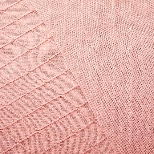 Acrylic Knitted Throw Blanket, Baby Pink, 50 x 60 Inches - color: Baby Pink