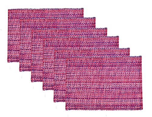 Urban Villa Two Tone Placemat Cotton Tablemat 14x20 (Set of 6) Red/Blu/Wht - color: Red/Blue/White, size: 14" x 20"
