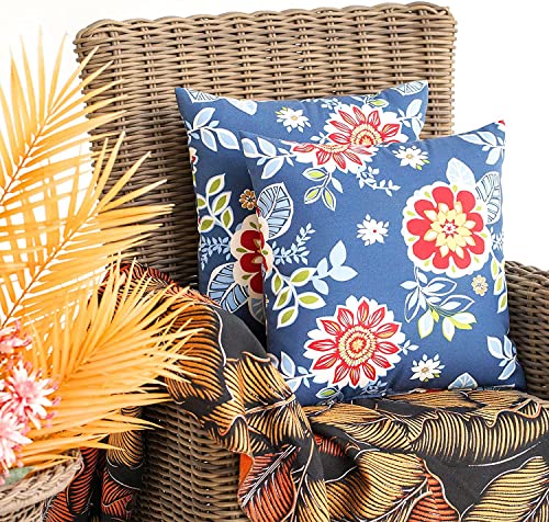 JMGBird Outdoor Accent Pillows Outdoor Pillow Covers 18x18 Waterproof - color: A-blue With Flower