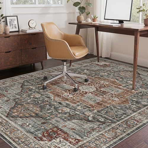 Roxstand Washable 3x5 Area Rug, Non Slip Rug for Entryway Grey/Brown/Tan - color: Grey/Brown/Tan, size: 3' x 5' (Rectangular)