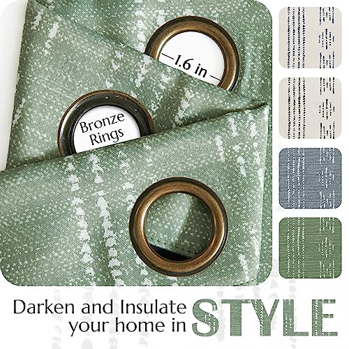 jinchan Boho Blackout Curtains 63 Inch Length for Bedroom Living Room - color: Boho | White on Sage Green, size: 52"W x 63"L (Pack of 2)