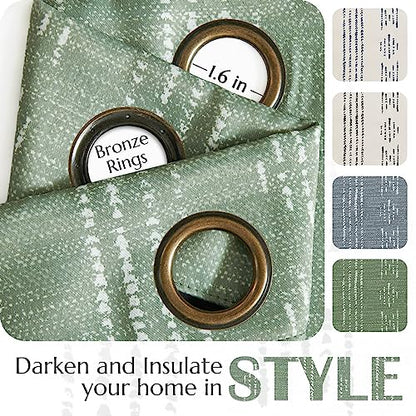 jinchan Boho Blackout Curtains 63 Inch Length for Bedroom Living Room - color: Boho | White on Sage Green, size: 52"W x 63"L (Pack of 2)