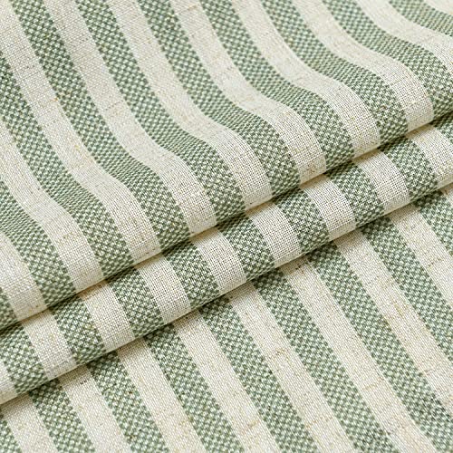 Vangao Green Stripe Linen Tiers Curtains 24 Inch Farmhouse 2 Panels - color: Boxter Striped| Green on Beige, size: 26"W x 24"L (Pack of 2)
