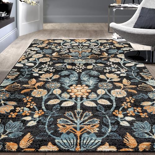 Rugshop Vintage Floral Botanical Area Rug for Living Room Black 4' x 6' - size: 4' x 6' (Rectangular)