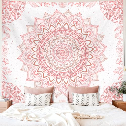 Apdidl Pink Boho Wall Tapestry for Bedroom,Mandala Bohemian Tapestries Girl - color: Boho Pink Tapestry, size: 90"L x 71"W