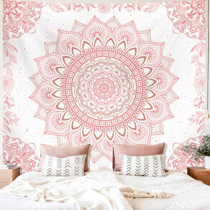 Apdidl Pink Boho Wall Tapestry for Bedroom,Mandala Bohemian Tapestries Girl - color: Boho Pink Tapestry, size: 79"L x 60"W
