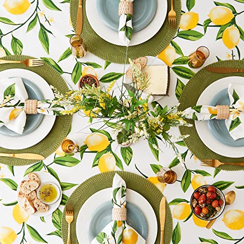 DII Lemon Bliss Tabletop Collection, Tablecloth, 70" Round - size: 70" (Round)