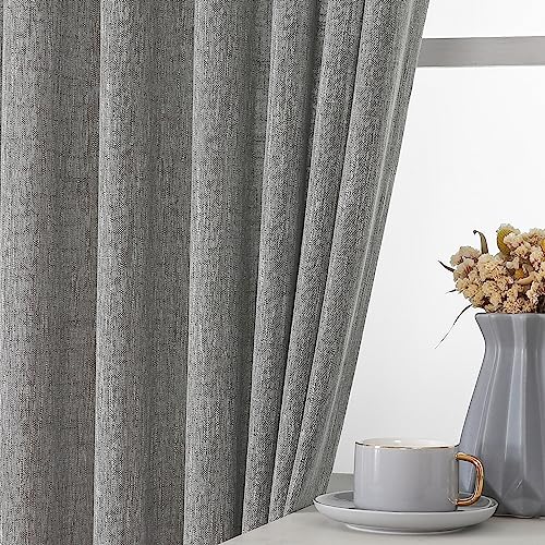Vision Home Pinch Pleated Gray Semi Sheer Curtains Textured Light Filtering Window Curtains 72 inch for Living Room Bedroom Rayon Blended Charcoal Grey Pinch Pleat Drapes with Hooks 2 Panels 40"Wx72"L - color: Charcoal Grey/Pinch, size: 40"W x 72"L (Pack