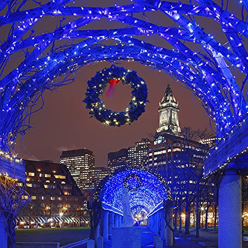 HOME LIGHTING 66ft Christmas Decorative Mini Lights, 200 LED Green Wire Fairy Starry String Lights Plug in, 8 Lighting Modes, for Indoor Outdoor Xmas Tree Wedding Party Decoration (Blue) - color: Blue