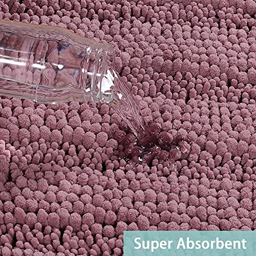 Turquoize Small Bathroom Rug 17x24, Absorbent Chenille Bath Rug, Mauve/Rose - color: Mauve/Rose, size: 17" x 24"