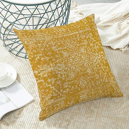 Yellow Carpet Pattern Boho Pillow Covers 18x18 Set of 2 - color: Boho-12, size: 18" x 18" (Pack of 2)