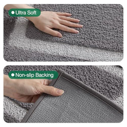 LUMI Bathroom Rug, Non Slip Absorbent Bath Mat, Dark Grey, 16"x24" - color: Dark Grey, size: 16"x24"