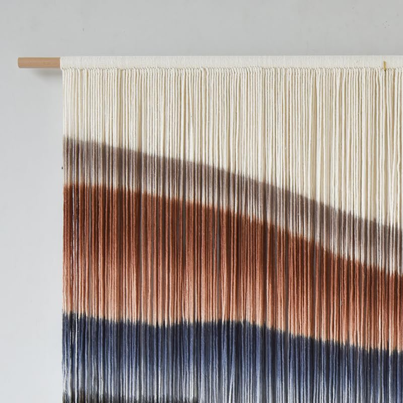 Macrame Wall Hanging Tie-Dye Bule Boho Wall Decor Yarn Fiber Art 57"W*35"L - color: Brown and Blue