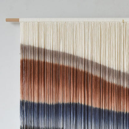 Macrame Wall Hanging Tie-Dye Bule Boho Wall Decor Yarn Fiber Art 57"W*35"L - color: Brown and Blue