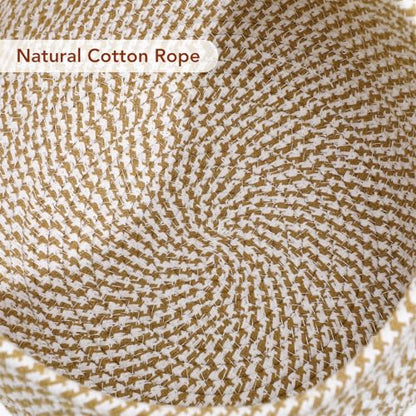 Angoily Storage Basket, 6.6 Quarts Woven Cotton Rope Basket with Lid, 1.6 Gal Small Round Decorative Storage Organizier Bin Box for Nursery, Living Room, Blanket, Home Decor, Bedroom