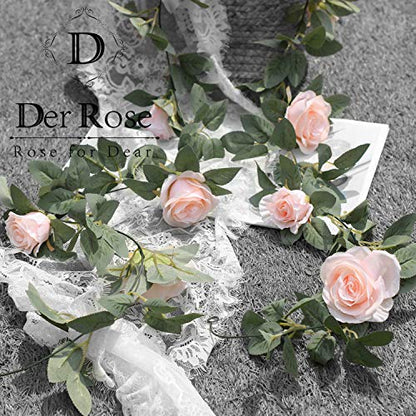 Der Rose 2Pcs 6.5FT Pink Rose Fake Flower Garland for Wedding Backdrop - color: Pink Rose 2 Pcs