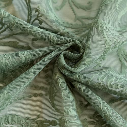 TUDECO Green Lace Sheer Curtains 72 Inch Length, Ruffle Edges, 2 Panels - color: Olive Green, size: 59"W x 72"L (Pack of 2)