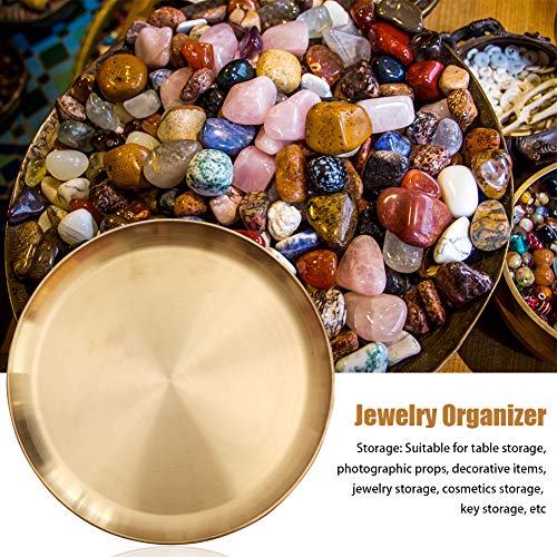Round Brass Tray,Small Gold Decorative Tray Metal Storage Organizer Tray for Modern Home,Matte Brass Finish (34cm/13.4inch) - size: 13.4"