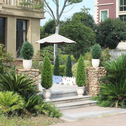 Two 4ft Artificial Topiary Tree Fake Bushes Potted Plants UV Resistant Faux Cedar Trees Artificial Outdoor Shrubs for Front Porch Garden