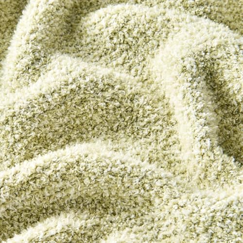 CozeCube Reversible Knitted Throw Blanket, Sage Green White Melange 50"x60" - color: M-sage Green, size: 50"x60"