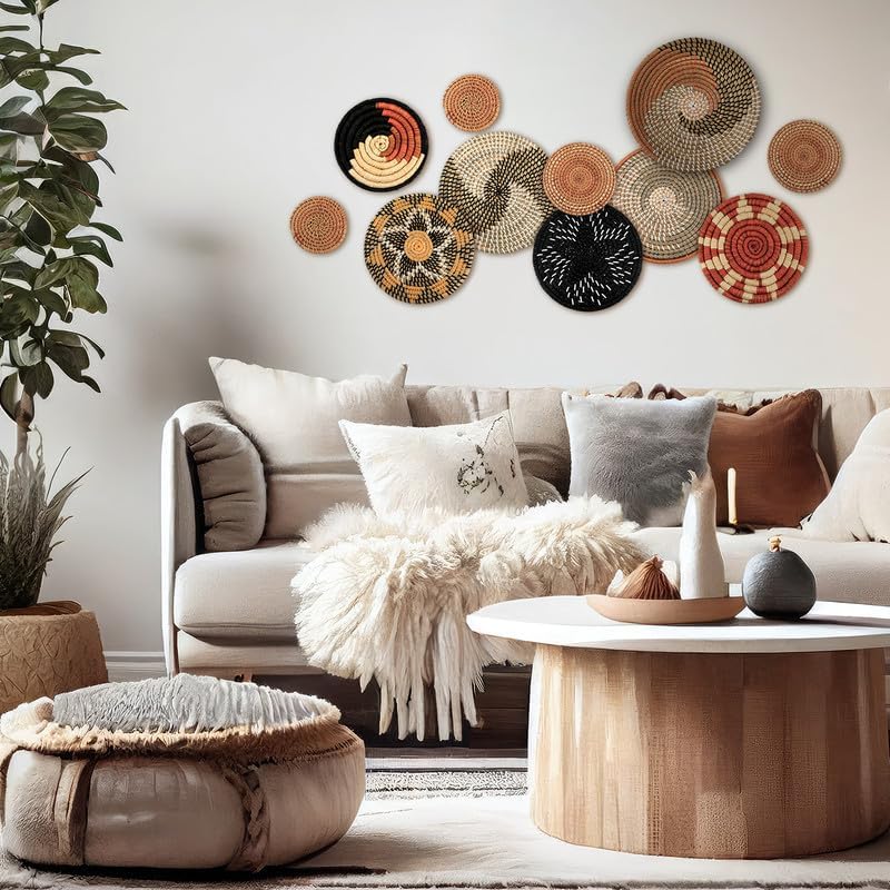 Tatuo 11 Pcs Boho Wall Basket Decor Woven Wall Hanging Art, Classic - style: Classic