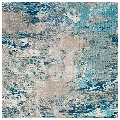 SAFAVIEH Madison Square Rug 8', Modern Blue & Beige MAD440M - color: Blue/Beige, size: 8' x 8' (Square)