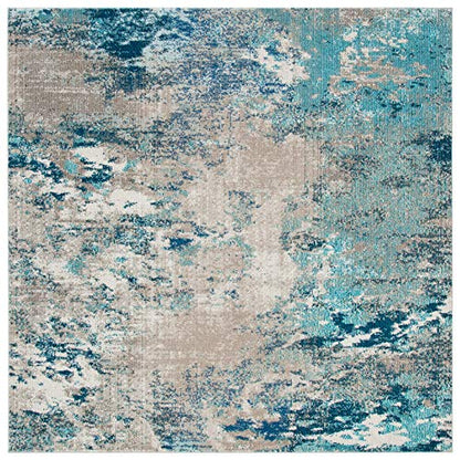 SAFAVIEH Madison Square Rug 8', Modern Blue & Beige MAD440M - color: Blue/Beige, size: 8' x 8' (Square)
