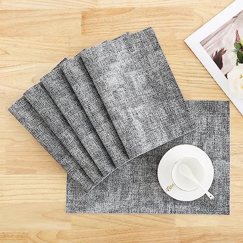 Homaxy PU Faux Leather Placemats for Dining Table, Set of 6, Black & White - color: Black & White