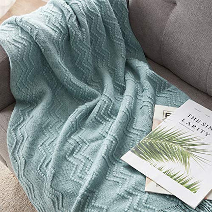BOURINA Aqua Throw Blanket 50x60 Inch Boho Knitted Soft Throw Sofa Blanket - color: Aqua, size: 50"x60"
