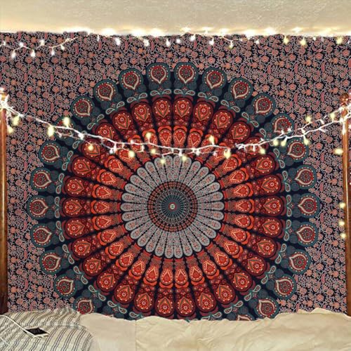 Bless International-Cotton-Blockbuster-Handmade-Mandala-Tapestry - color: Blockbuster, size: 90"L x 84"W