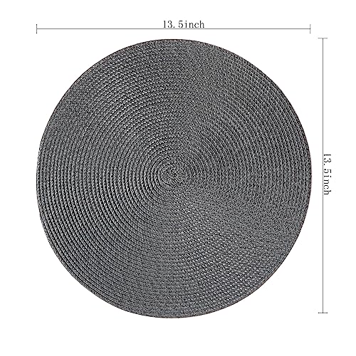 Round Placemats, Crossweave Heat Resistant Classic Woven Round Place Mats Diameter 13.5 inch for Kitchen Table Set of 6 (Dark Gray) - color: Dark Gray