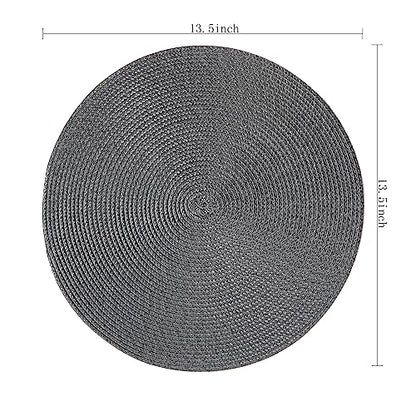 Round Placemats, Crossweave Heat Resistant Classic Woven Round Place Mats Diameter 13.5 inch for Kitchen Table Set of 6 (Dark Gray) - color: Dark Gray
