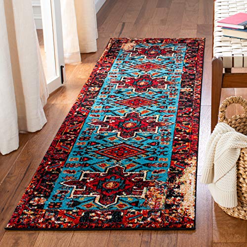 SAFAVIEH Vintage Hamadan Runner Rug 2'3"x6', Red & Light Blue VTH211Q - color: Red/Light Blue, size: 2'3" x 6' (Runner)