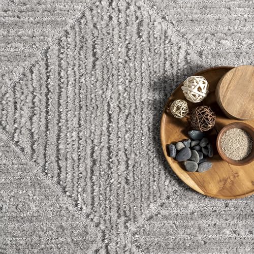 Nuloom Kerry Light Grey, 10' x 14', Geometric, Soft and Cozy, High Traffic, Stain Resistant, Easy Clean, Durable Area Rug for Bedroom, Living Room, Dining Space, Den, Foyer, Entryway - color: Kerry Light Grey, size: 10' x 14' (Rectangular)