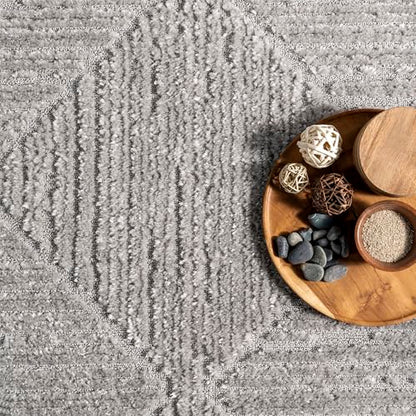 Nuloom Kerry Light Grey, 10' x 14', Geometric, Soft and Cozy, High Traffic, Stain Resistant, Easy Clean, Durable Area Rug for Bedroom, Living Room, Dining Space, Den, Foyer, Entryway - color: Kerry Light Grey, size: 10' x 14' (Rectangular)