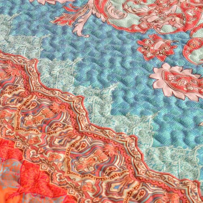 Exclusivo Mezcla Reversible Boho Quilted Throw Blanket, 60"x 80" - color: Bohemian Teal, size: 60 x 80 inch