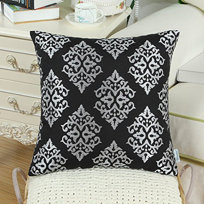 CaliTime Decorative Couch Throw Pillow Covers 18 X 18 Inches Black - color: Diamond Dark Ground - Black