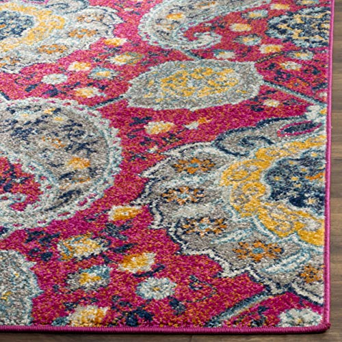 SAFAVIEH Madison Collection Runner Rug - 2'3" x 14', Fuchsia & Gold, Boho Chic Glam Paisley Design, Non-Shedding & Easy Care, Ideal for High Traffic Areas in Living Room, Bedroom (MAD600A) - color: Fuchsia/Gold, size: 2'3" x 14' (Runner)