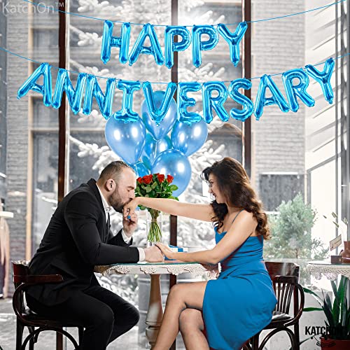 KatchOn Foil with Happy Anniversary Banner and Backdrop 16 Inch - style: Blue