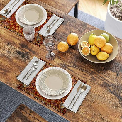 Linen Placemats Set of 6, Fall Boho Carpet Orange Brown Washable Table Mats 12x18 Inch, Heat Resistant Non Slip Placemats for Dining Table Kitchen Everyday Use - color: Fall Boho Carpet Orange Brown
