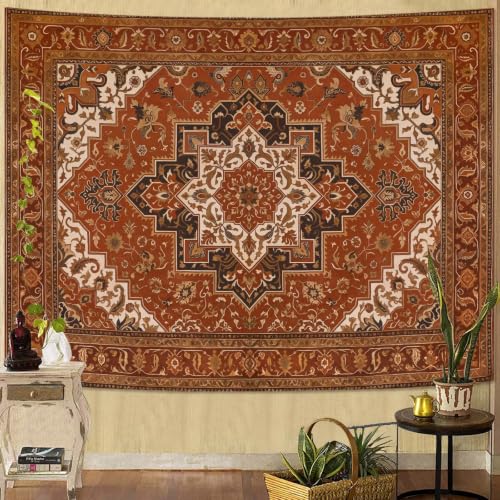 Aipon Vintage Floral Tapestry Wall Hanging Hippie Indian Bohemian Mandala Tapestry Aesthetic Retro Carpet Brown Large Tapestries for Mural Bedroom Living Room Dorm Decor 80 x 60 Inch - color: Eight Angles, size: 80"L x 60"W