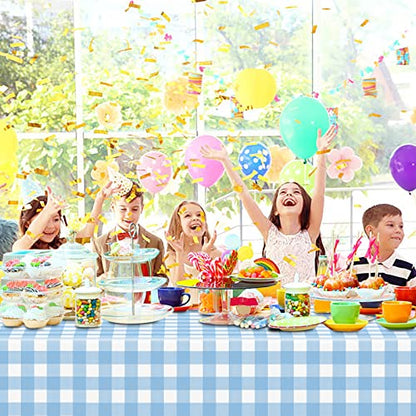 Mulbozy 2 Pcs Blue Gingham Tablecloth 54×108in, Blue Checkered Table Cloth - color: Checkered-light Blue, size: 54" X 108" Rectangle