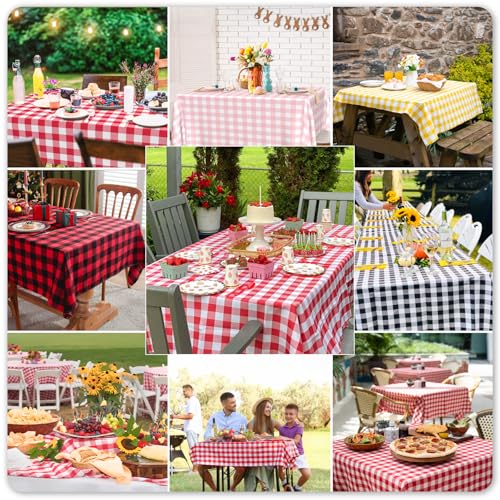 Mulbozy 2 Pcs Checkered Tablecloth, Black and White Checkered Table Cloth - color: Checkered-black White, size: 54" X 108" Rectangle